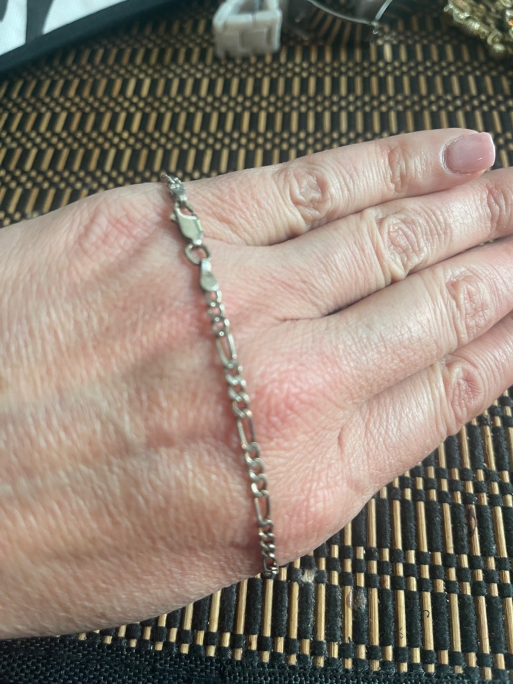 Sterling Silver Figaro Chain Bracelet - Silver 8.5 inches
